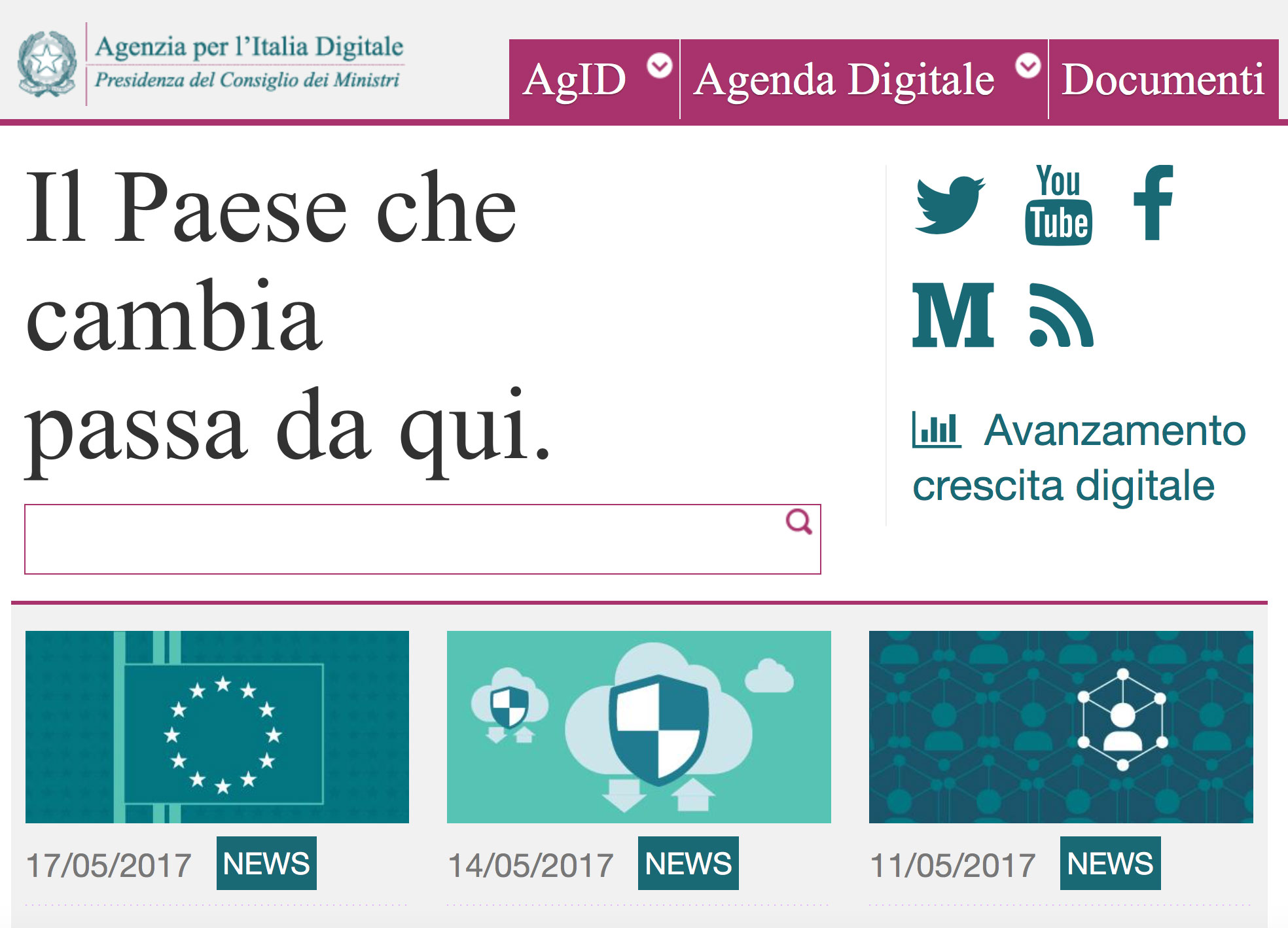 Homepage sito Agid molto ingrandita